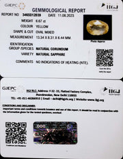 6.67/CT Natural Ceylonese Pukhraj with Govt Lab Certificate (34410)